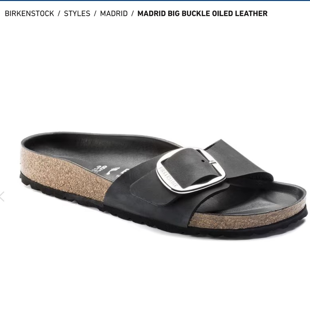 Birkenstock Black Madrid Big Buckle Sandals